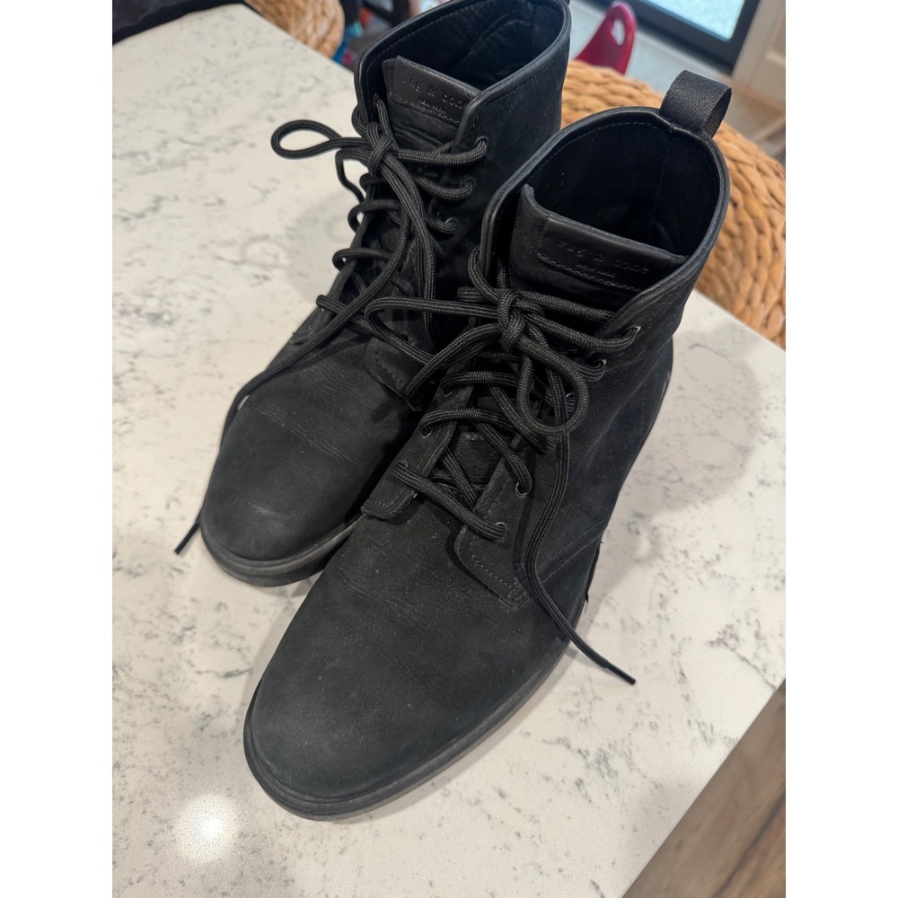Rag & Bone distressed Black Suede Crepe Sole Lace Up Boot. Made in Italy Size 42